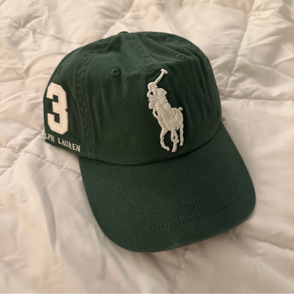 Polo Ralph Lauren Big Pony Chino Baseball Cap Hat | New w/ Tags - Green & White
